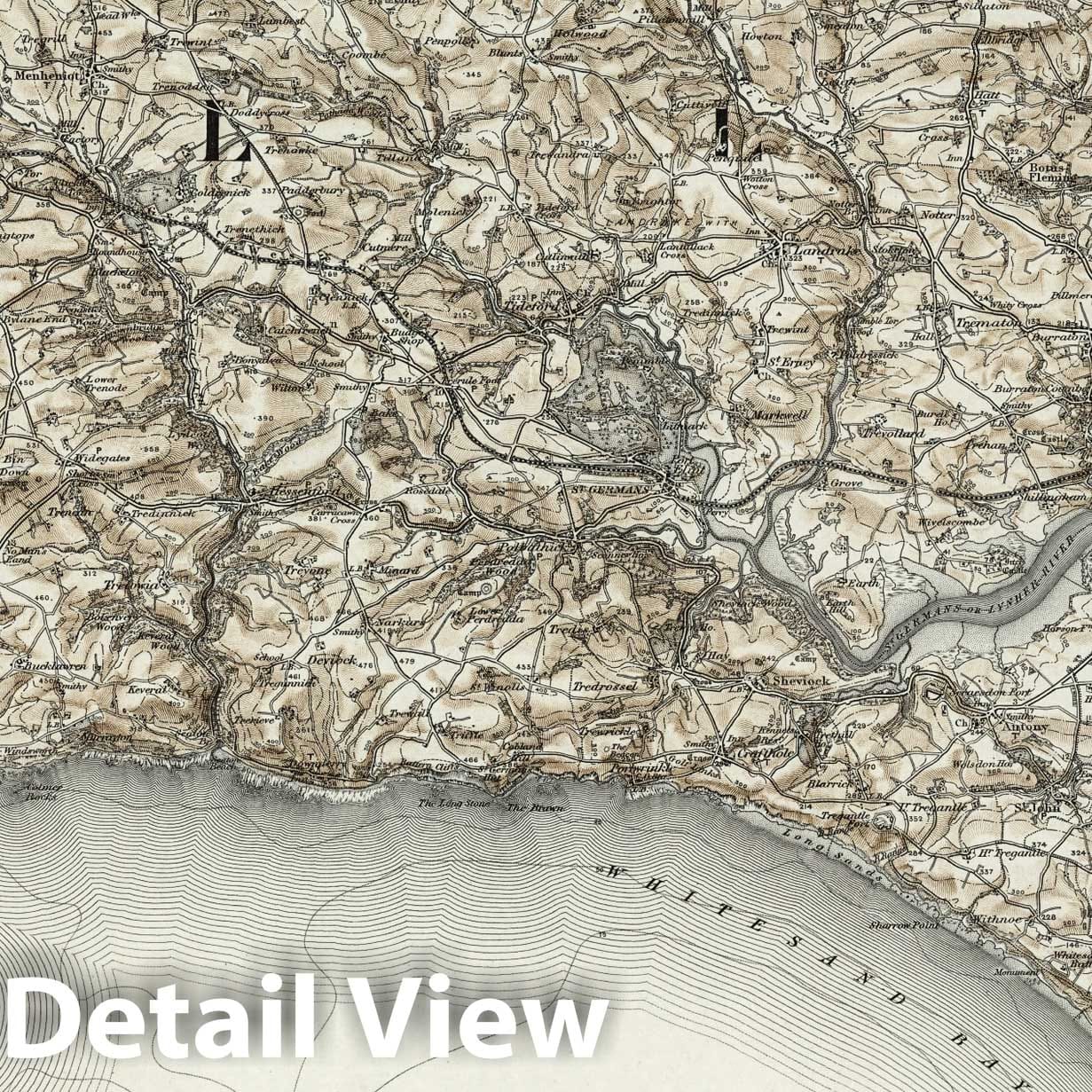 Plymouth, England - Survey Map, 1911 - Ordnance Survey Historical Print