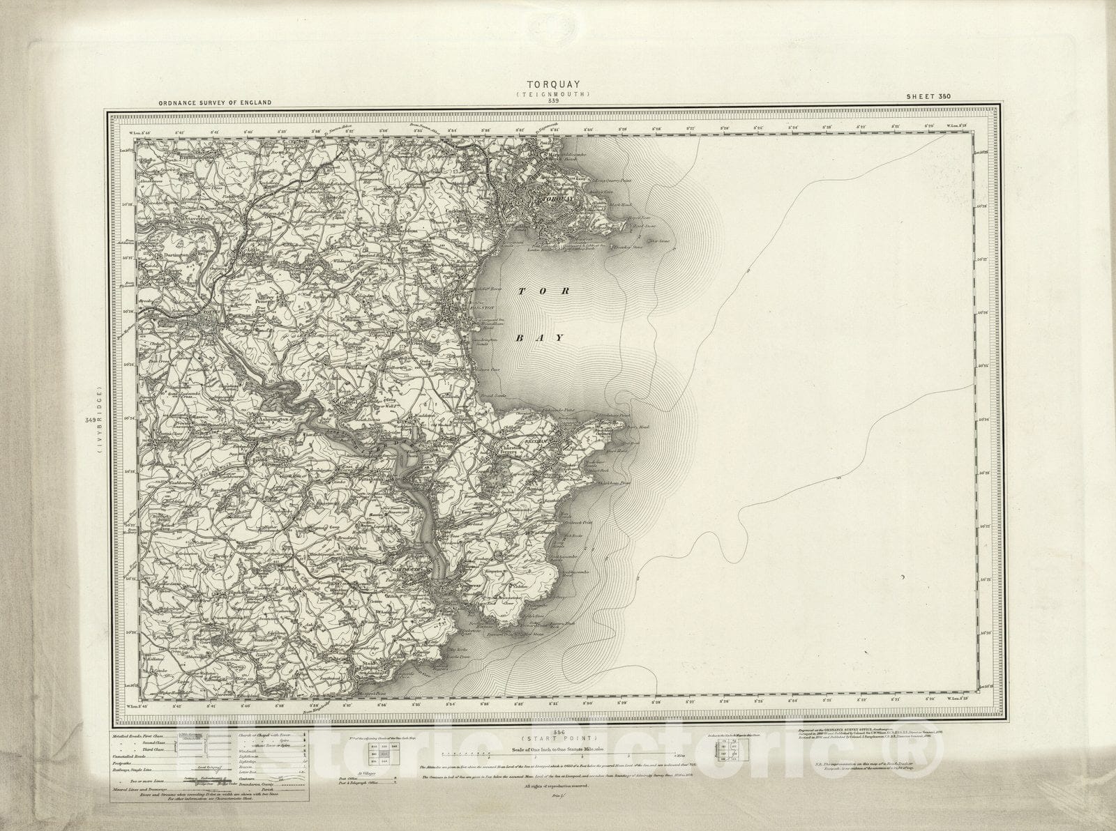 Historic Map : 350 Torquay 1898 - Vintage Wall Art