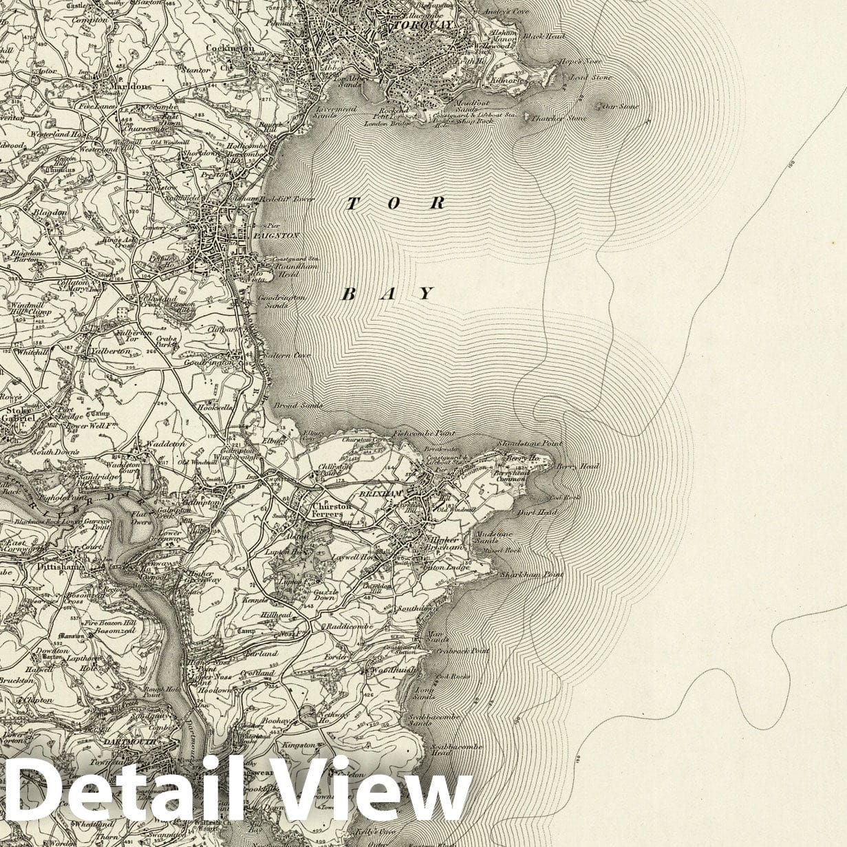 Torquay - Survey Map, 1898 - Ordnance Survey England