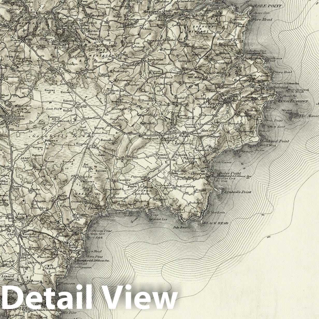 Falmouth, England - Survey Map, 1907 - Ordnance Survey Historical Reproduction