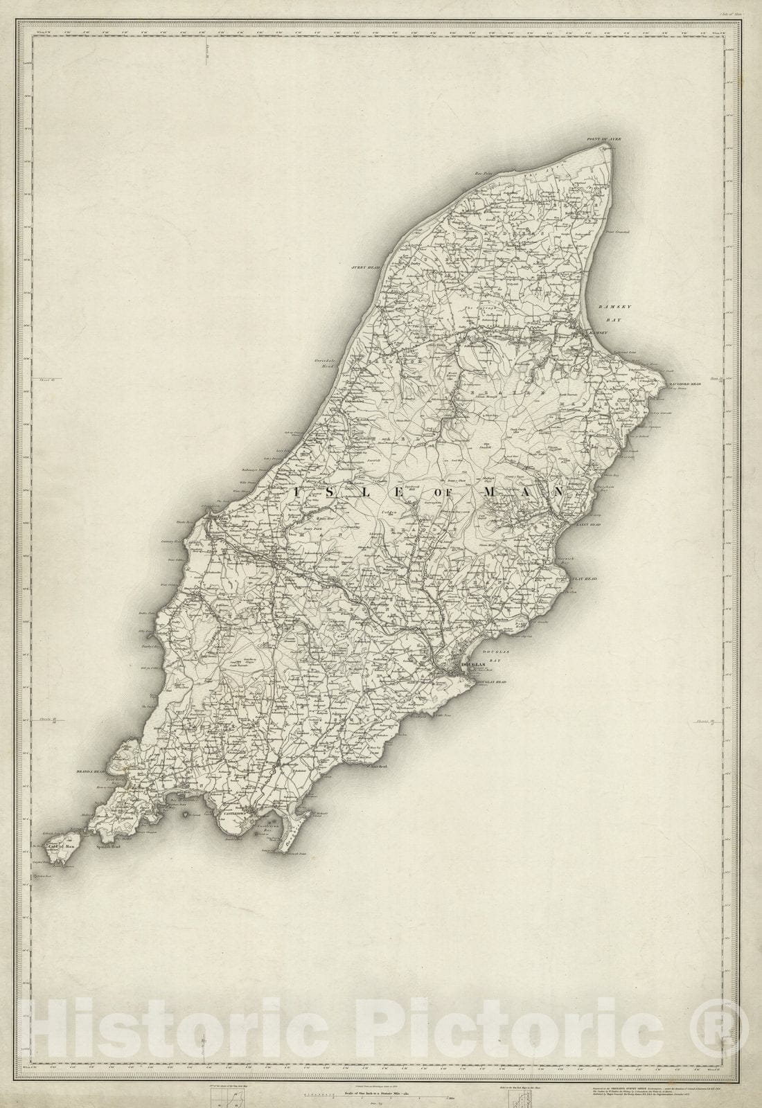 Historic Map : 36 Isle of Man 1873 - Vintage Wall Art