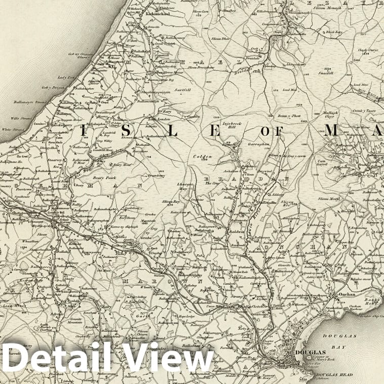 Isle of Man - Survey Map, 1873 - Ordnance Survey Historical Map Print