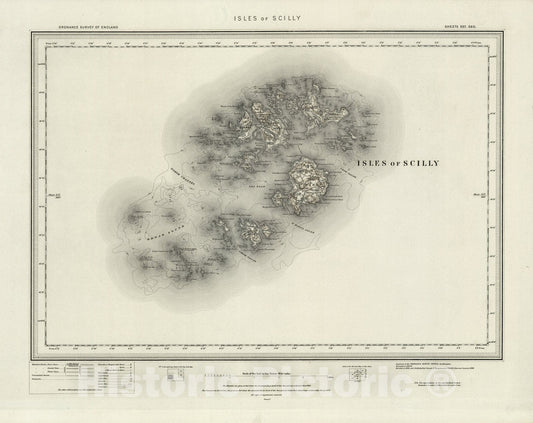 Historic Map : 360 Isles of Scilly (Hills) 1896 - Vintage Wall Art
