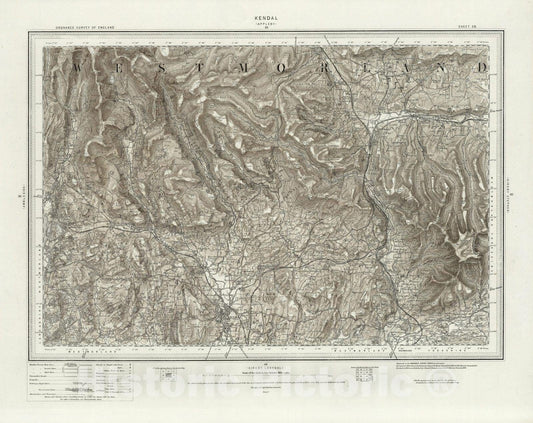 Historic Map : 39 Kendal (Hills) 1898 - Vintage Wall Art