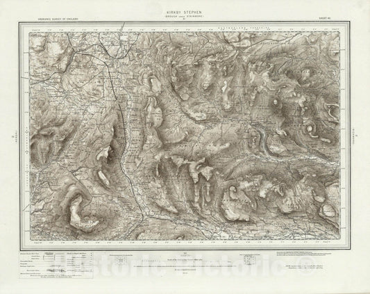 Historic Map : 40 Kirkby Stephen (Hills) 1897 - Vintage Wall Art