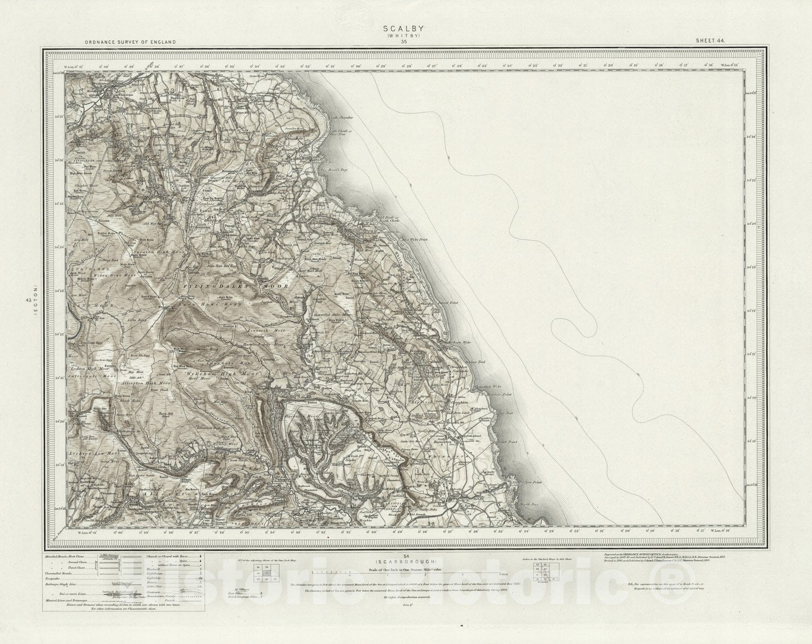 Historic Map : 44 Whitby (Hills) 1897 - Vintage Wall Art