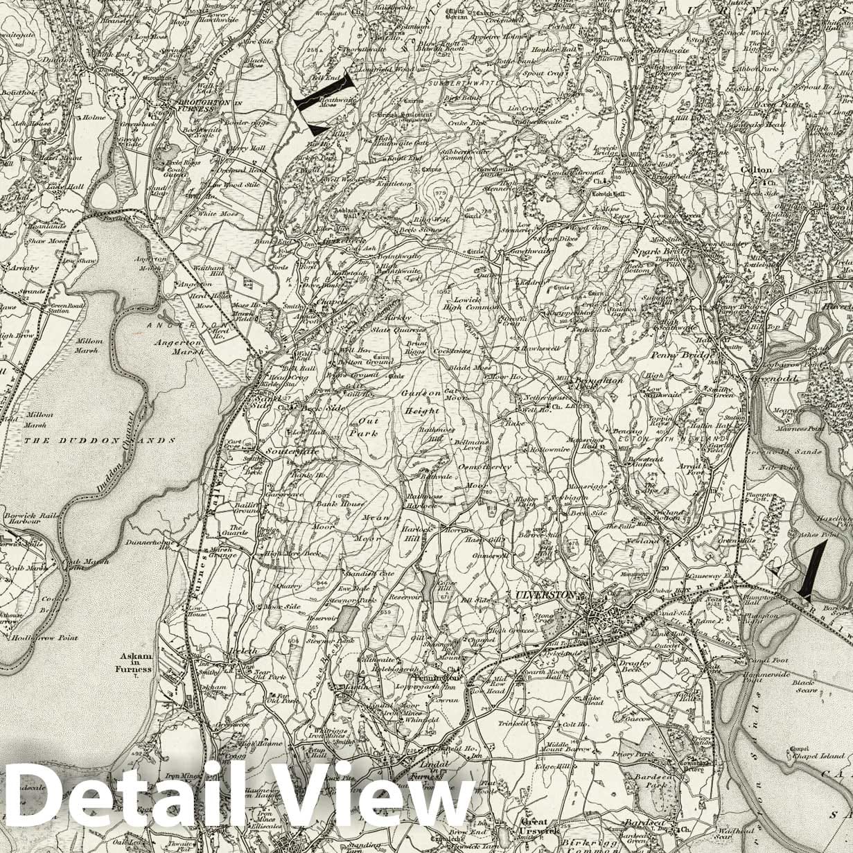 Ulverston - Survey Map, 1898 - Historical Ordnance Survey Print