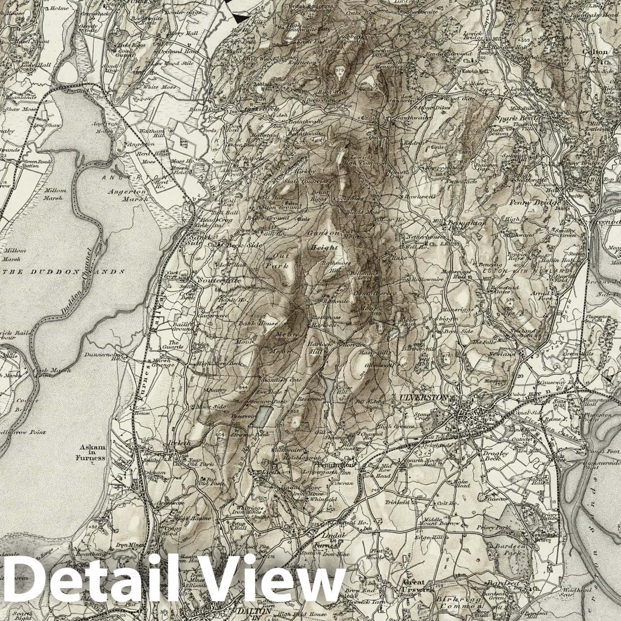 Ulverston, England - Survey Map, 1898 - Historical Map Print