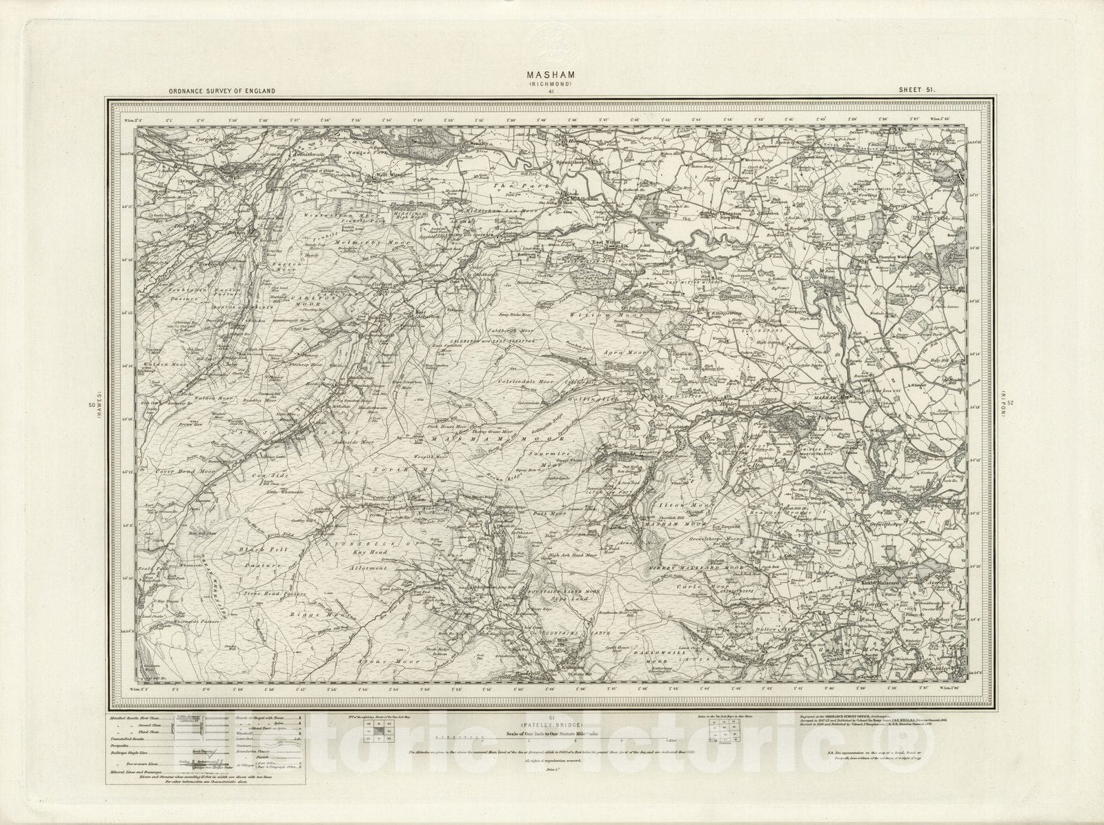 Historic Map : 51 Masham 1897 - Vintage Wall Art