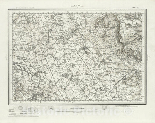 Historic Map : 52 Ripon (Hills) 1898 - Vintage Wall Art