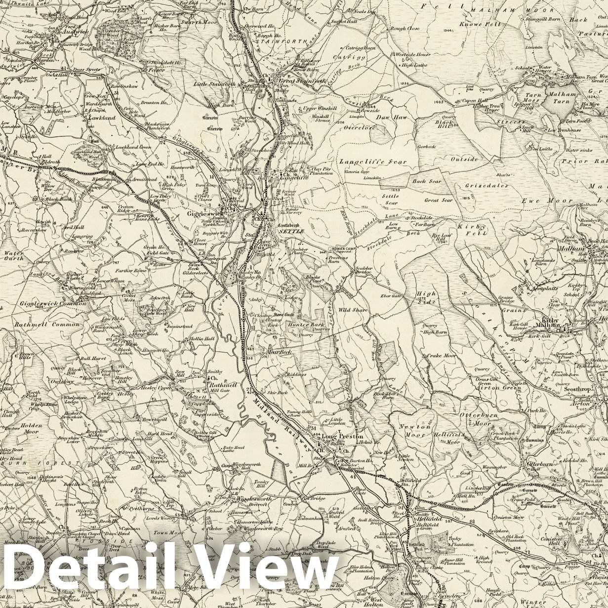 Settle - Survey Map, 1898 - Ordnance Survey Topographic Map Print