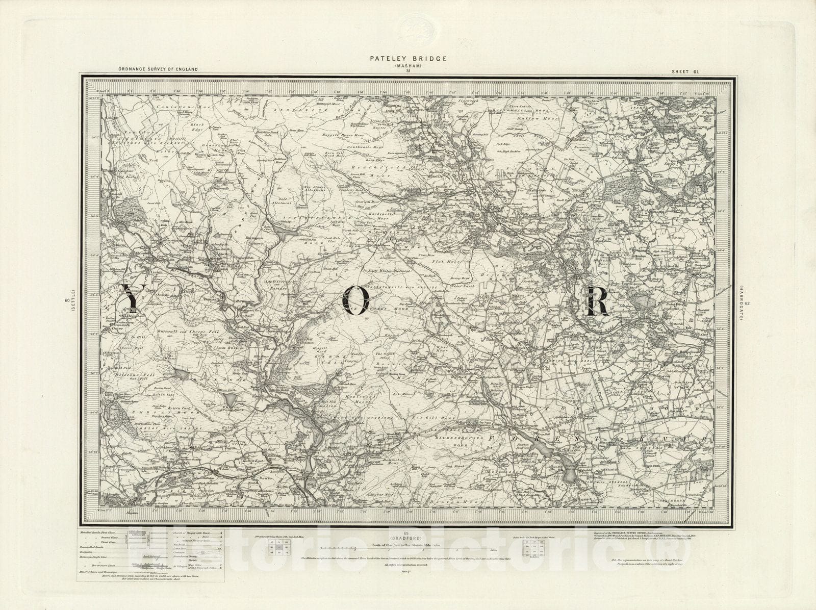 Historic Map : 61 Pateley Bridge 1898 - Vintage Wall Art