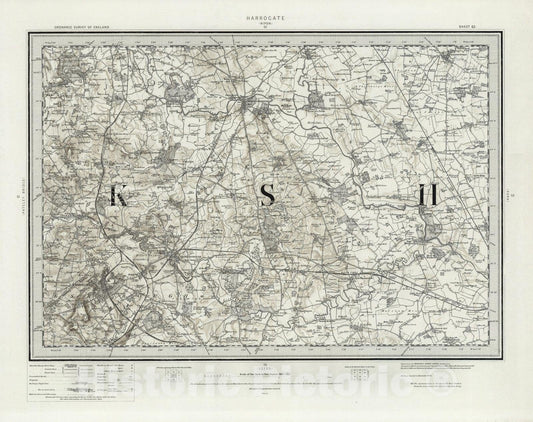 Historic Map : 62 Harrogate (Hills) 1898 - Vintage Wall Art