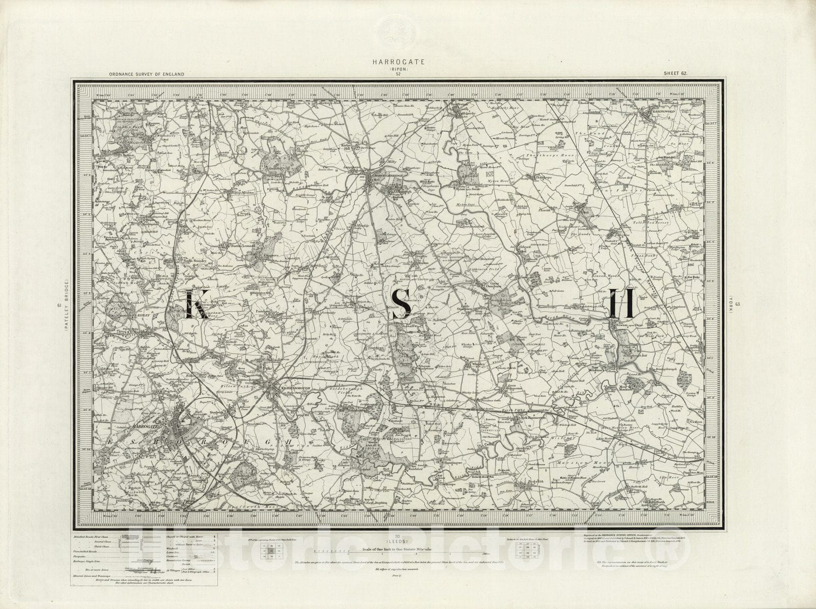 Historic Map : 62 Harrogate 1898 - Vintage Wall Art