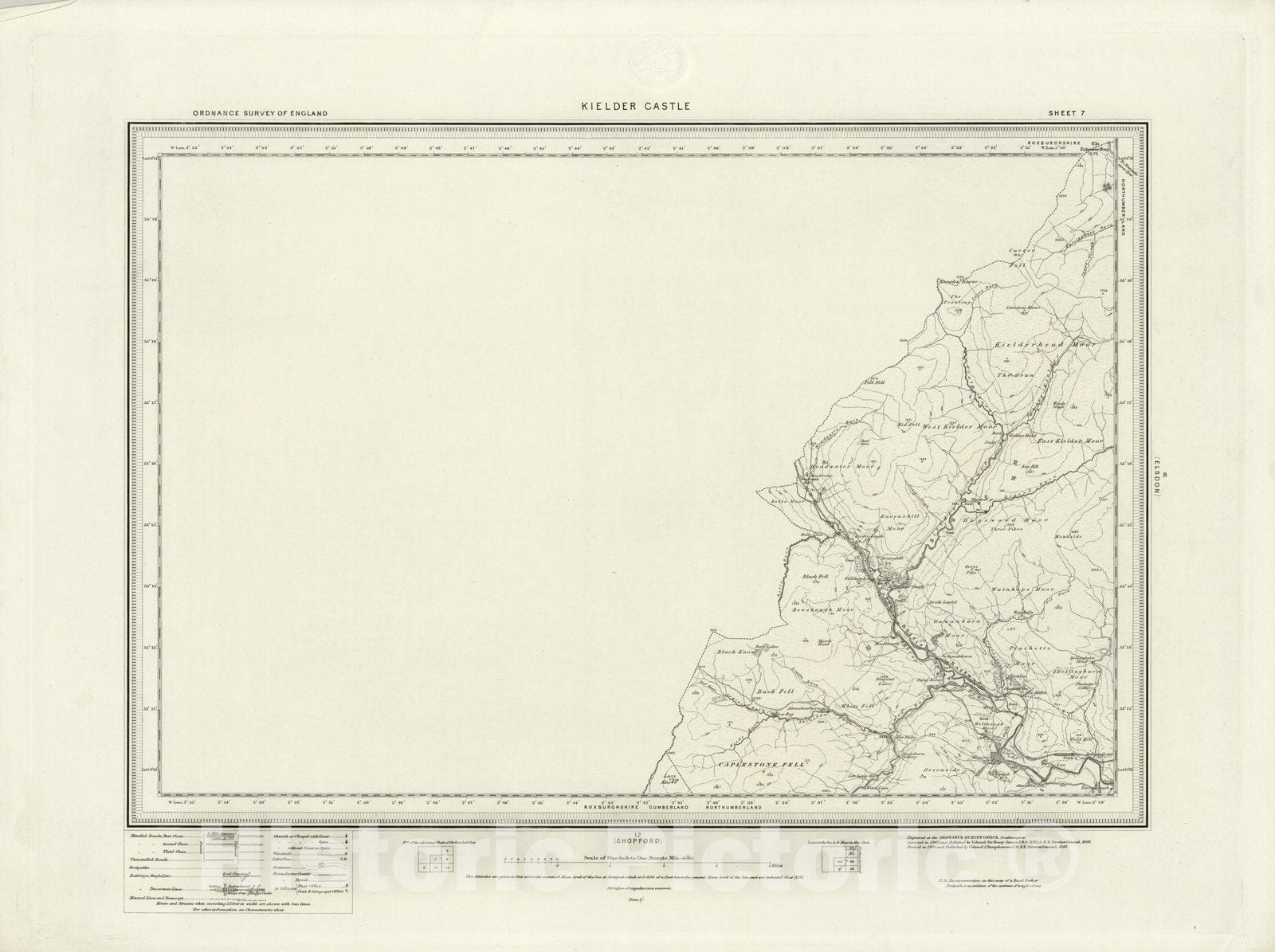Historic Map : 7 Keilder Castle 1897 - Vintage Wall Art