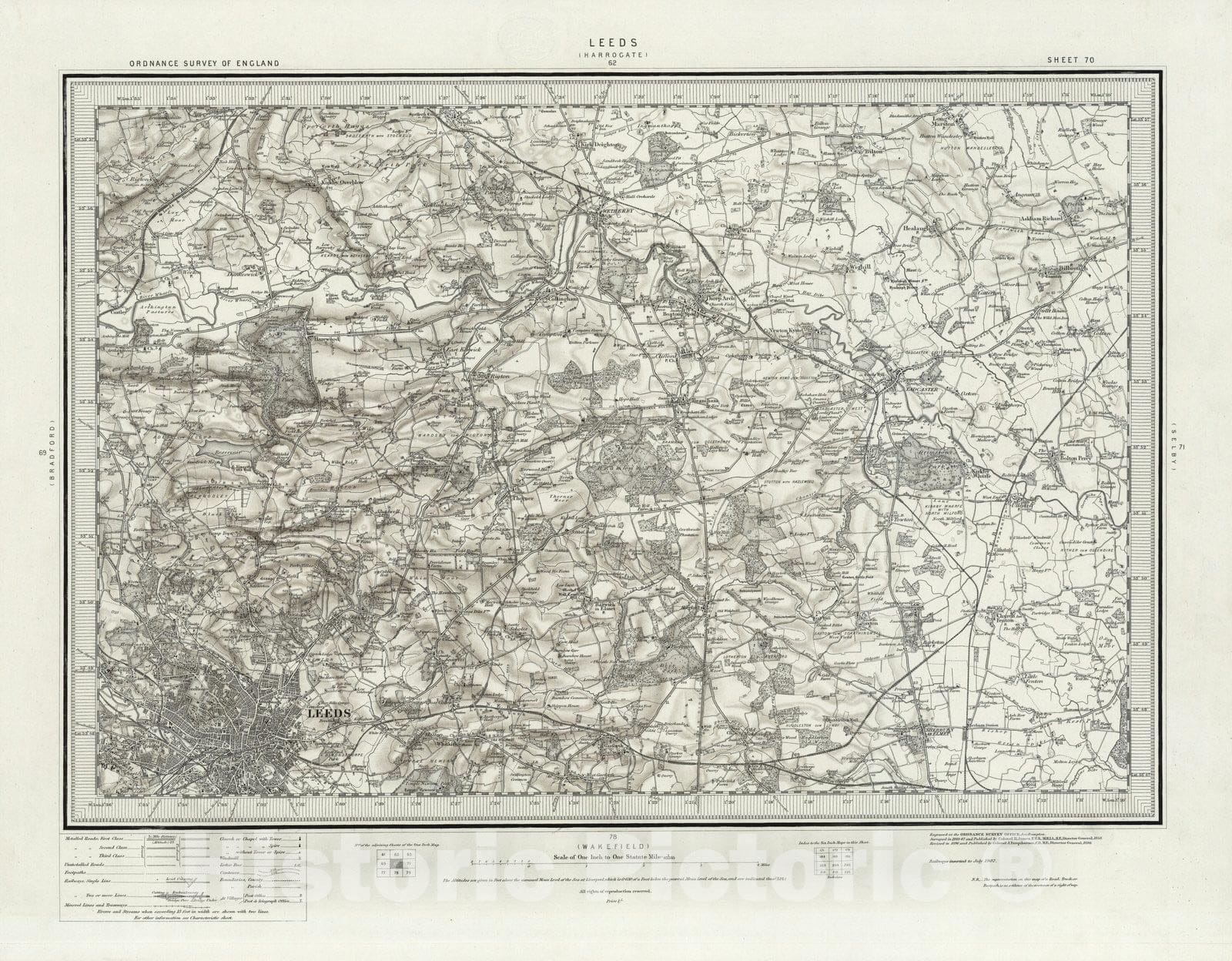 Historic Map : 70 Leeds (Hills) 1898 - Vintage Wall Art