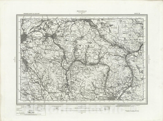 Historic Wall Map : 76 Rochdale 1896 - Vintage Wall Art
