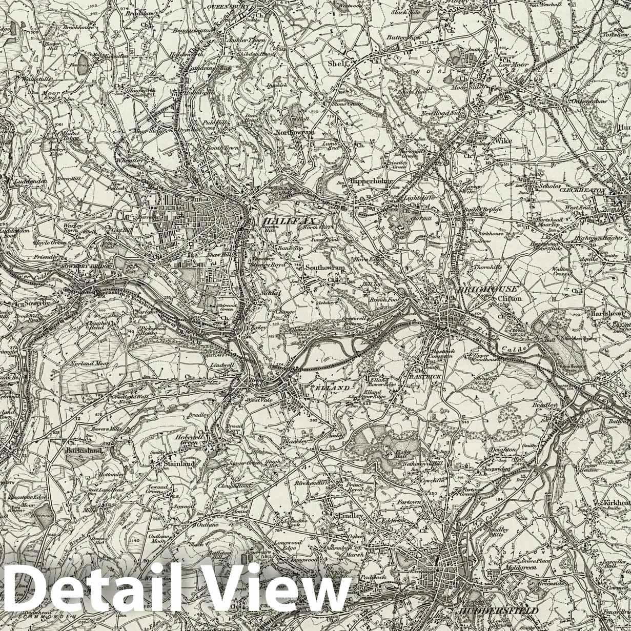 Huddersfield - Survey Map, 1896 - Ordnance Survey of England