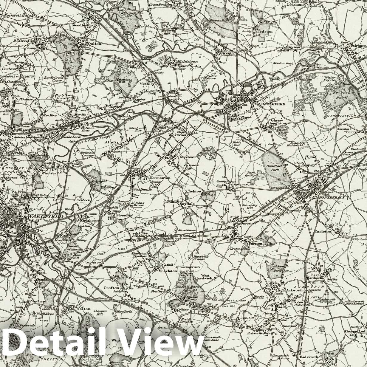 Wakefield - Survey Map, 1896 - Ordnance Survey England