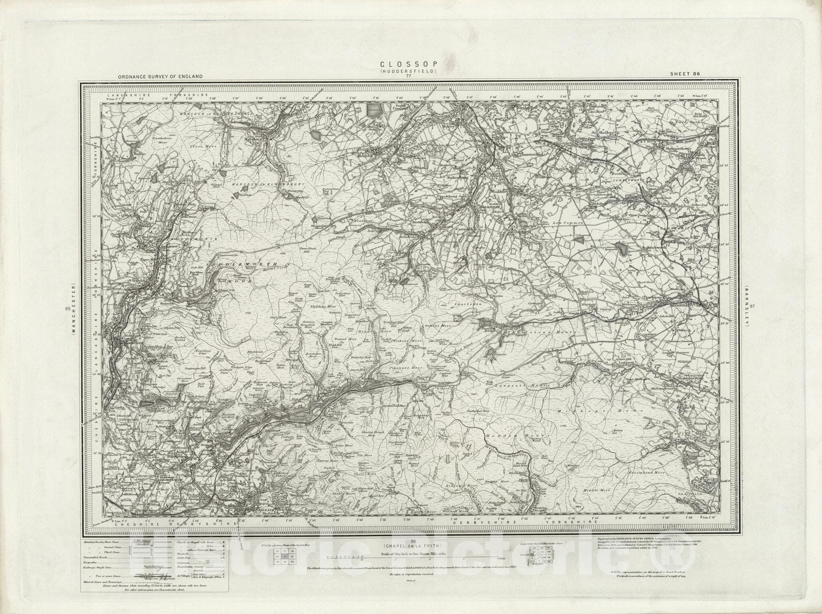 Historic Map : 86 Glossop 1896 - Vintage Wall Art