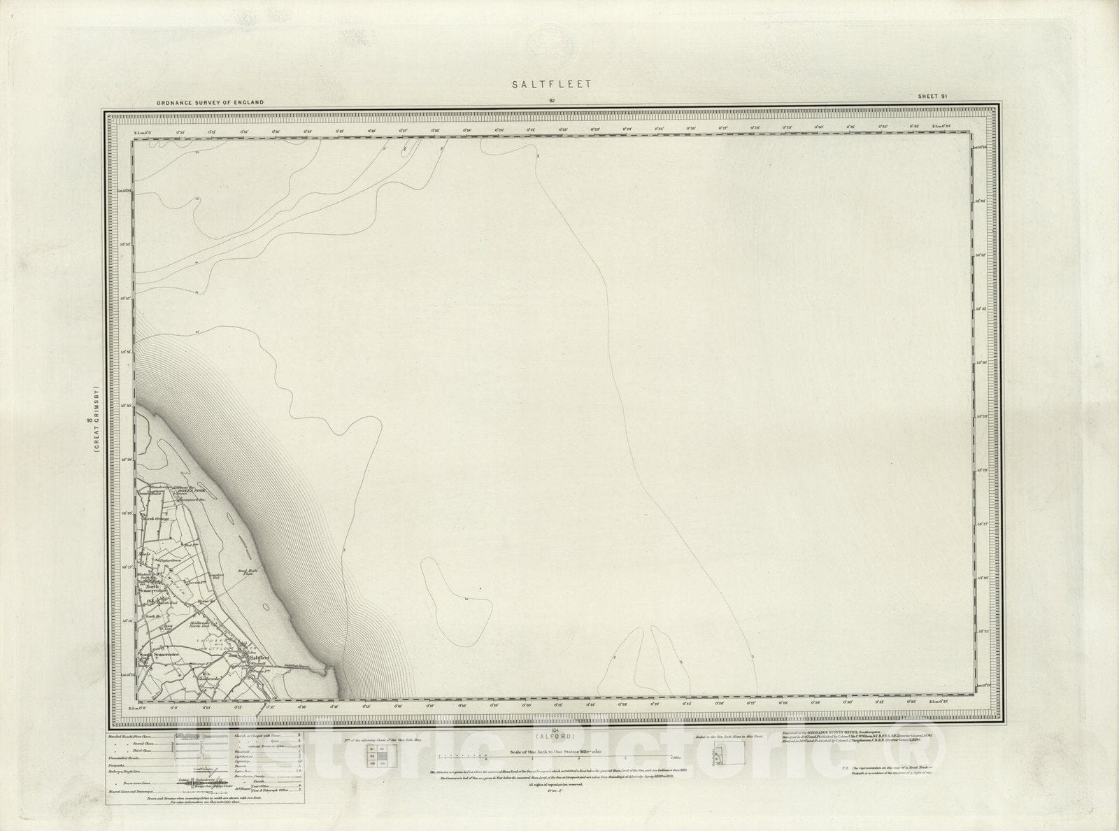 Historic Map : 91 Saltfleet 1898 - Vintage Wall Art