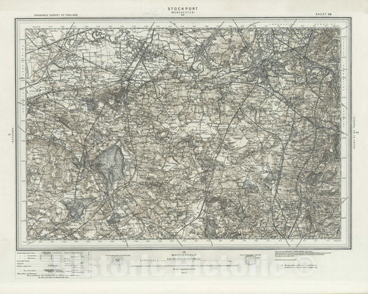 Historic Map : 98 Stockport (Hills) 1896 - Vintage Wall Art