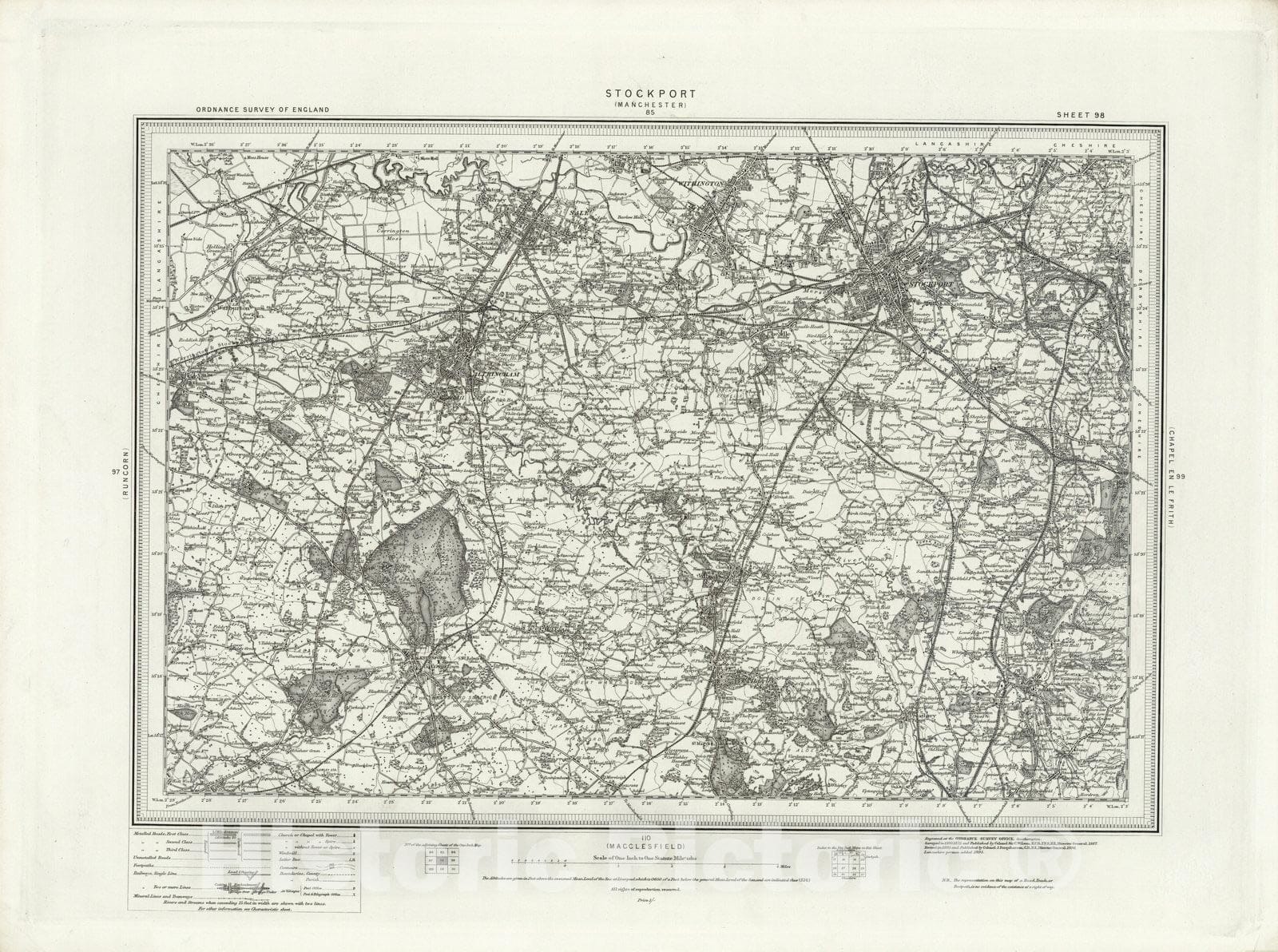 Historic Wall Map : 98 Stockport 1896 - Vintage Wall Art