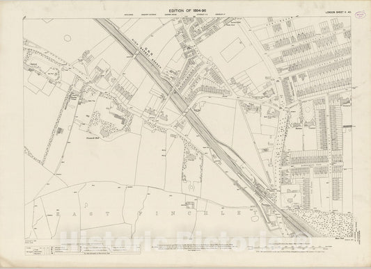 Historic Map : London (England), City Atlas Map, London Sheet II.40 1894 - Vintage Wall Art