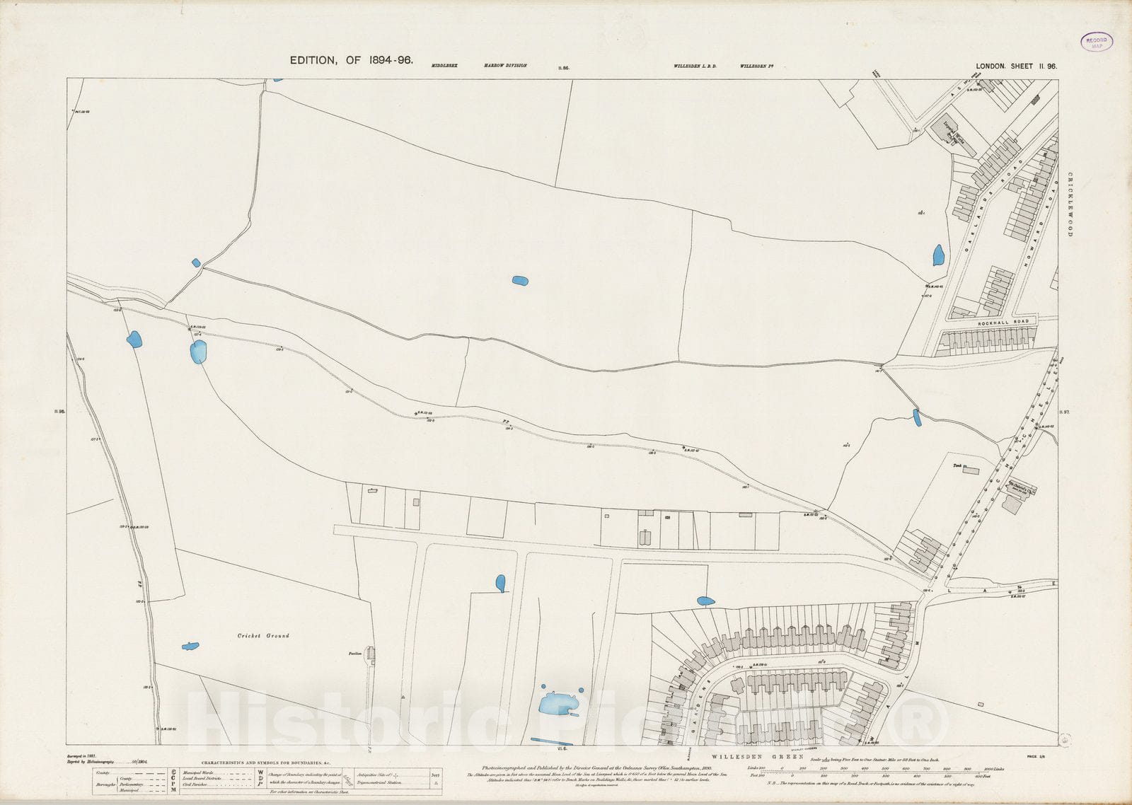 Historic Map : London (England), City Atlas Map, London Sheet II.96 1893 - Vintage Wall Art