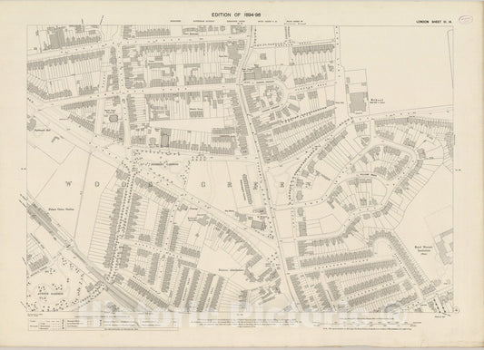Historic Map : London (England), City Atlas Map, London Sheet III.14 1895 - Vintage Wall Art