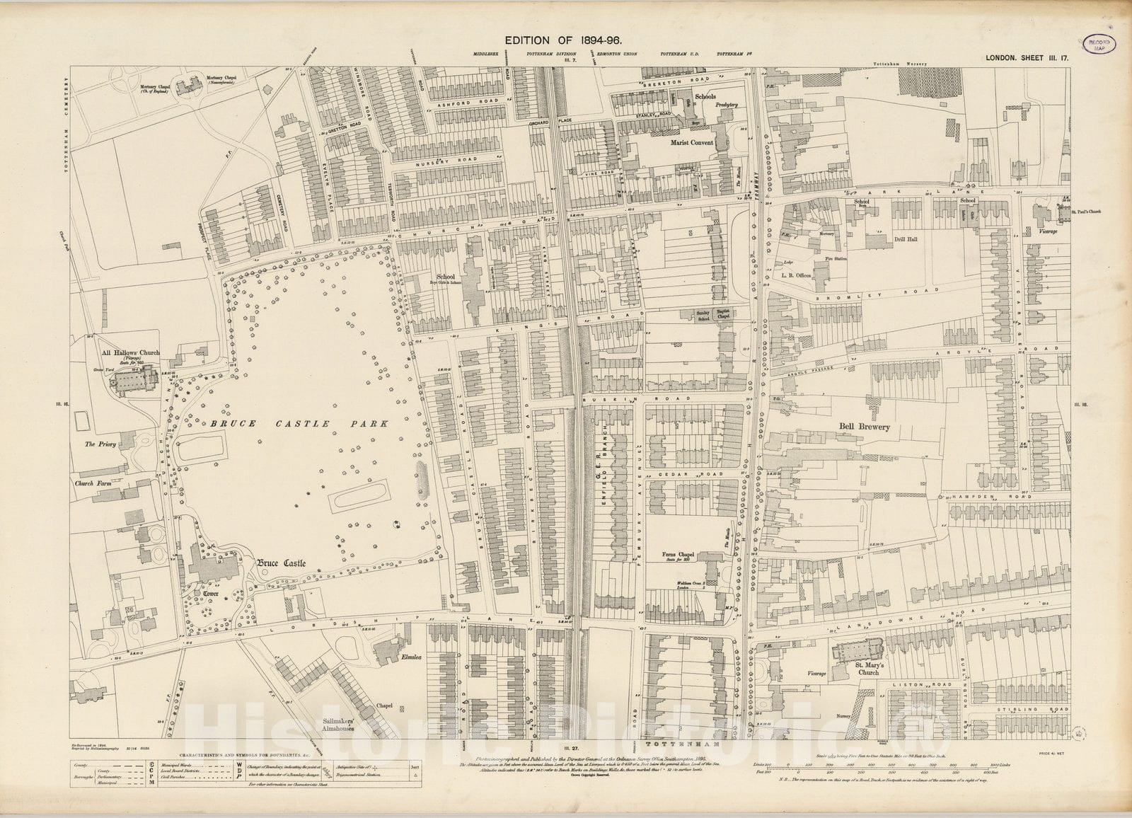 Historic Map : London (England), City Atlas Map, London Sheet III.17 1895 - Vintage Wall Art