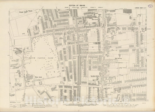 Historic Map : London (England), City Atlas Map, London Sheet III.17 1895 - Vintage Wall Art