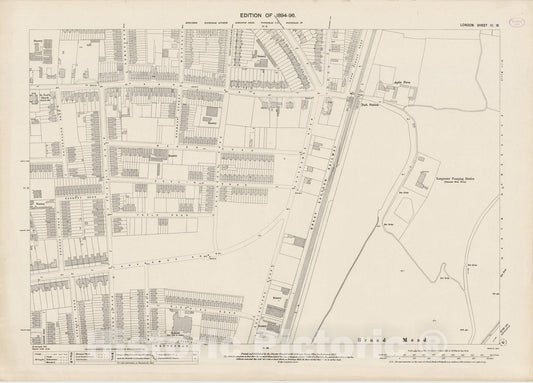 Historic Map : London (England), City Atlas Map, London Sheet III.18 1895 - Vintage Wall Art