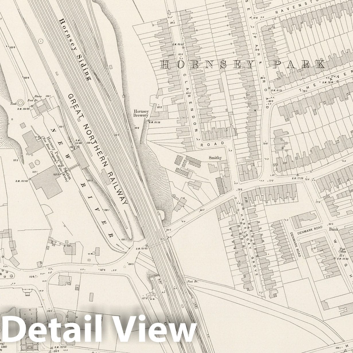 London, Sheet III.34 - Survey Map, 1895 - Ordnance Survey Historical Print