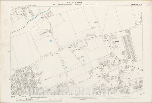 Historic Map : London (England), City Atlas Map, London Sheet III.40 1895 - Vintage Wall Art