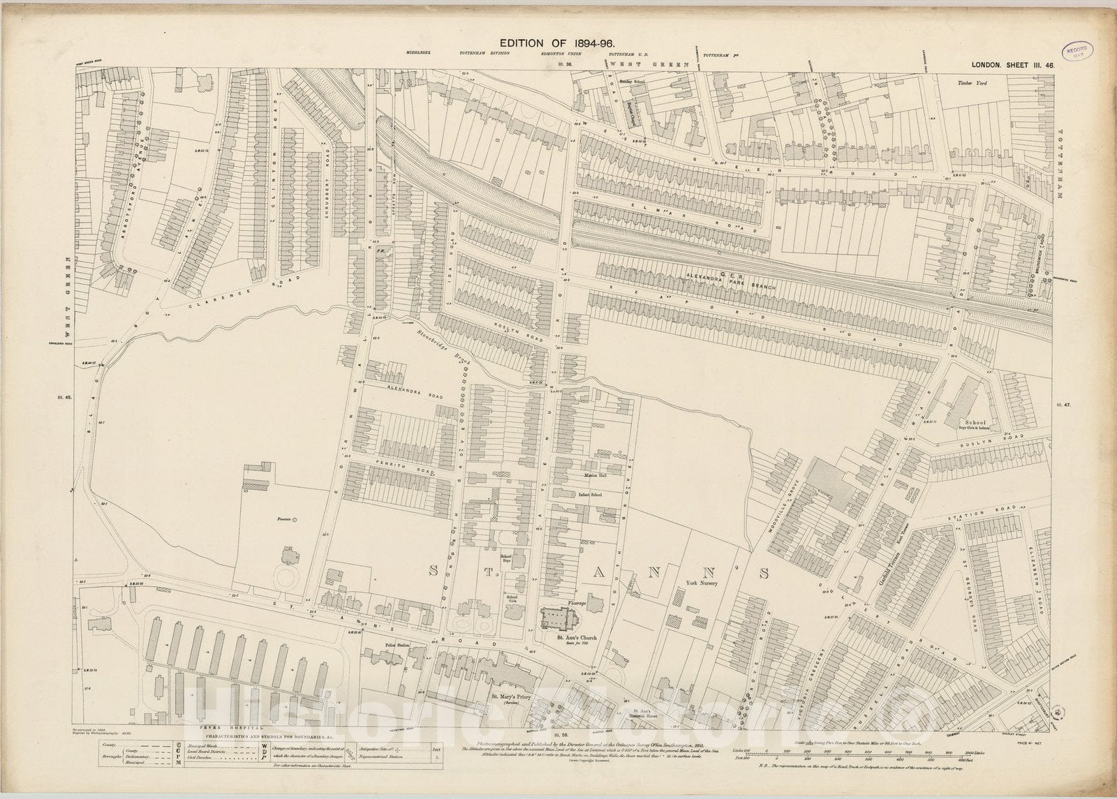 Historic Map : London (England), City Atlas Map, London Sheet III.46 1895 - Vintage Wall Art