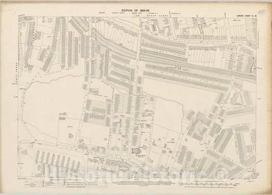 Historic Map : London (England), City Atlas Map, London Sheet III.46 1895 - Vintage Wall Art