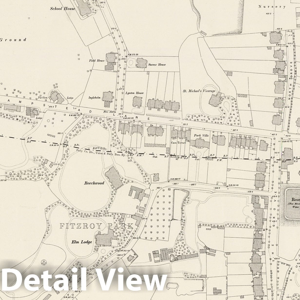 London, Sheet III.61 - Survey Map, 1895 - Ordnance Survey Historical Print