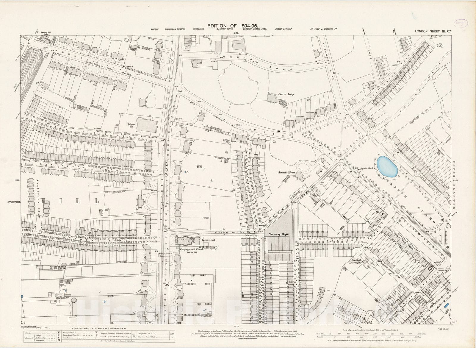 Historic Map : London (England), City Atlas Map, London Sheet III.67 1895 - Vintage Wall Art