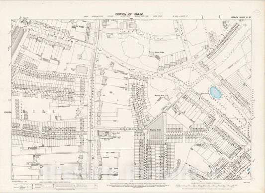 Historic Map : London (England), City Atlas Map, London Sheet III.67 1895 - Vintage Wall Art