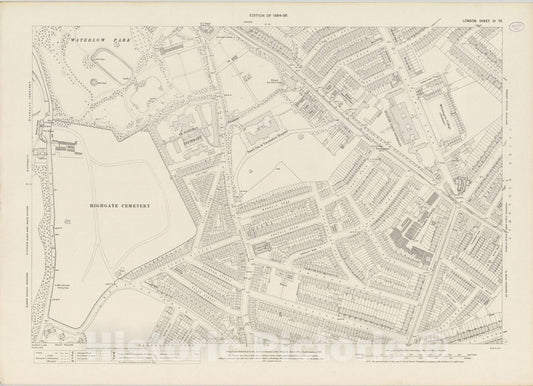 Historic Map : London (England), City Atlas Map, London Sheet III.72 1895 - Vintage Wall Art