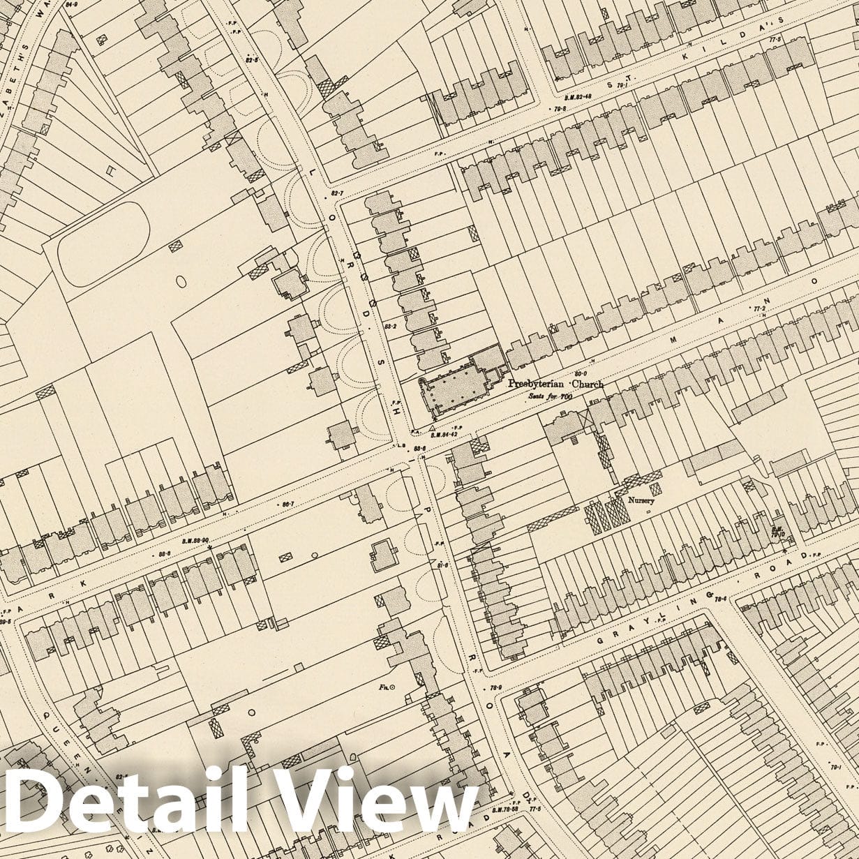 London, Sheet III.76 - Survey Map, 1895 - Ordnance Survey Historical Print