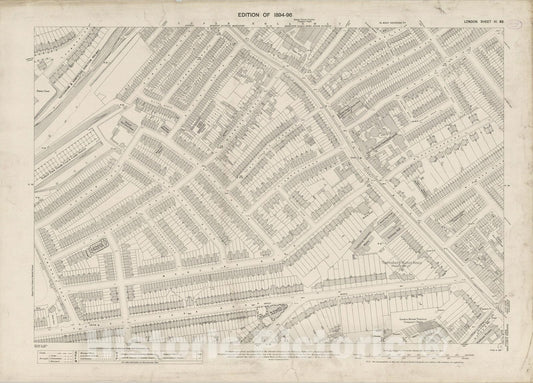 Historic Map : London (England), City Atlas Map, London Sheet III.83 1895 - Vintage Wall Art
