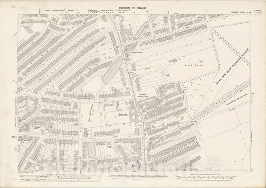 Historic Map : London (England), City Atlas Map, London Sheet III.88 1895 - Vintage Wall Art