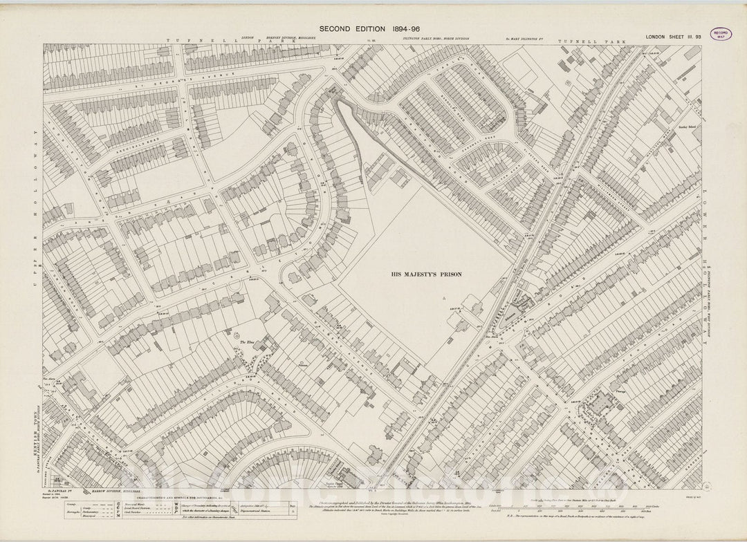 Historic Map : London (England), City Atlas Map, London Sheet III.93 1895 - Vintage Wall Art
