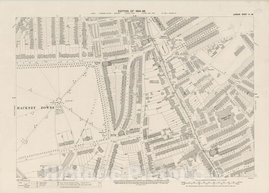 Historic Map : London (England), City Atlas Map, London Sheet III.98 1895 - Vintage Wall Art