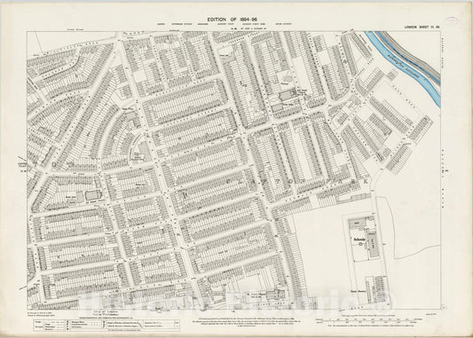 Historic Map : London (England), City Atlas Map, London Sheet III.99 1895 - Vintage Wall Art