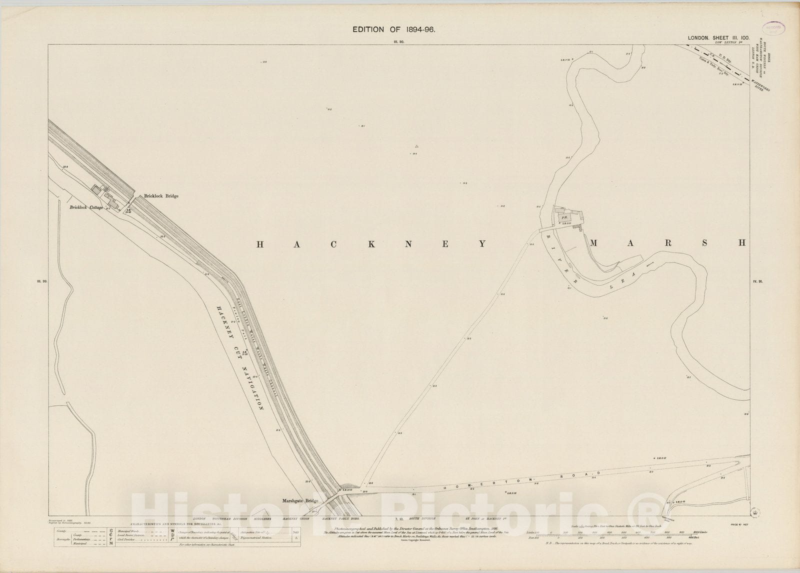 Historic Map : London (England), City Atlas Map, London Sheet III.100 1895 - Vintage Wall Art