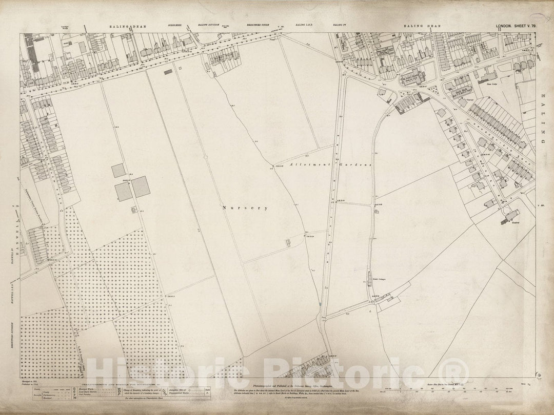 Historic Map : London (England), City Atlas Map, London Sheet V.79 1893 - Vintage Wall Art