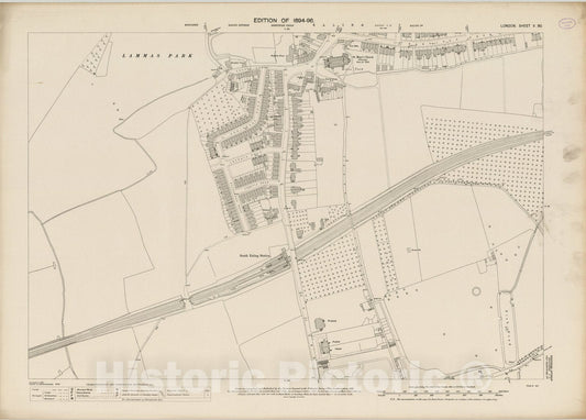 Historic Map : London (England), City Atlas Map, London Sheet V.90 1893 - Vintage Wall Art